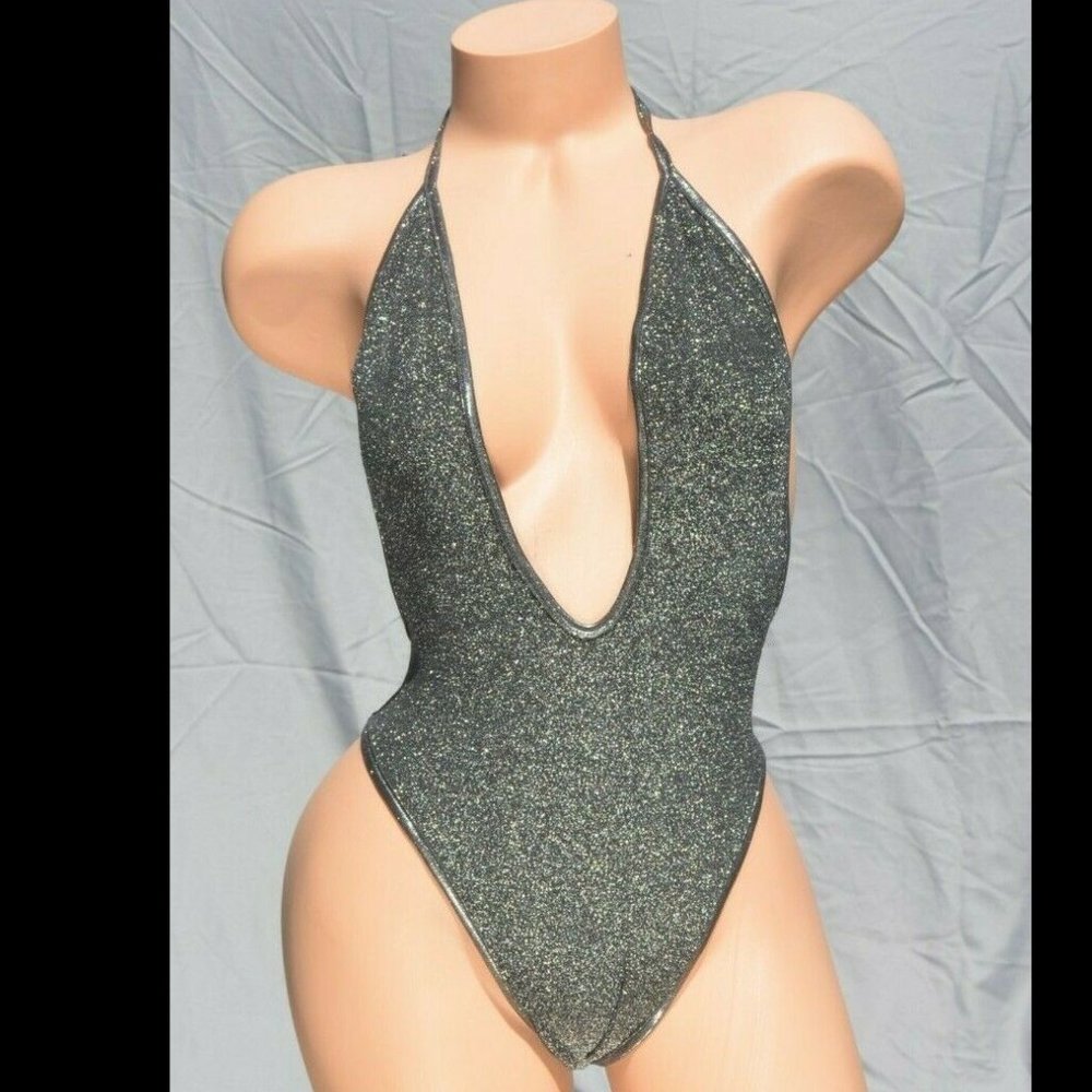 Silver Glitter on Black One Piece Romper